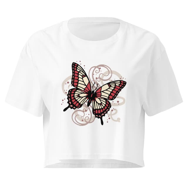 Orange Butterfly Sense Women's Crop Top