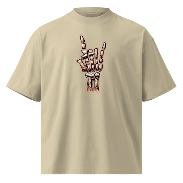 Rock On Skeleton Hand TShirt Oversize Eco Donna