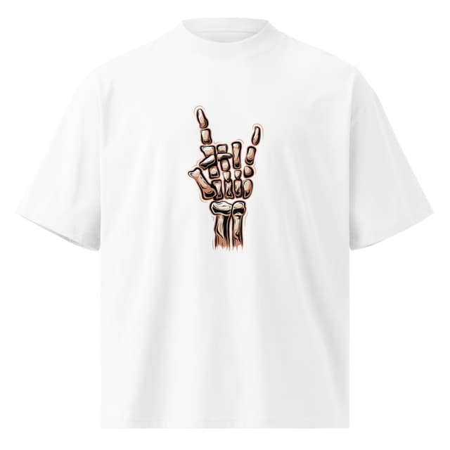 Rock On Mano Esquelética Camiseta Oversize Eco