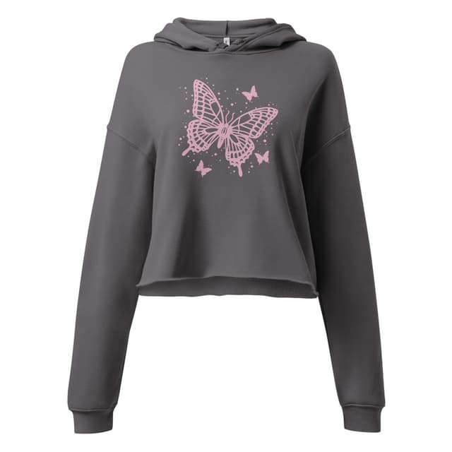 Stencil Butterfly Crop Hoodie Premium Women