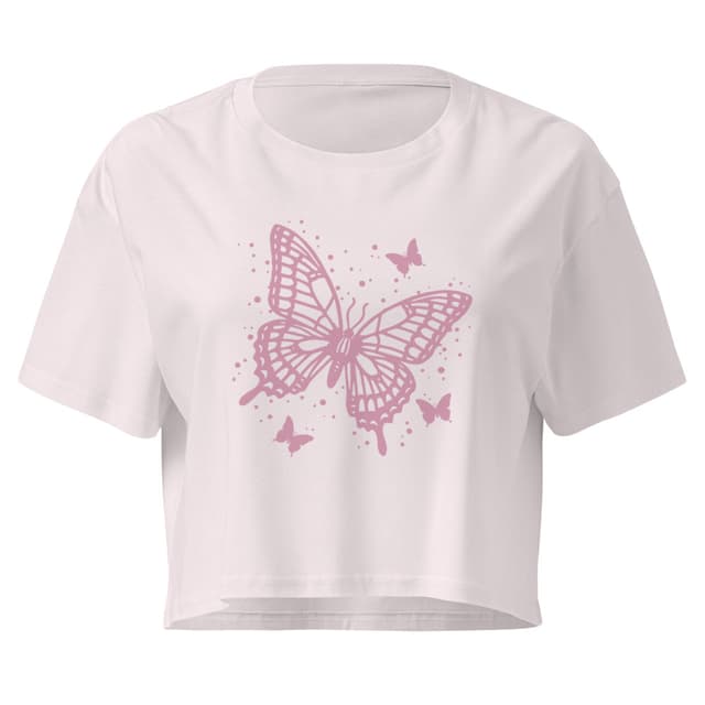 Stencil Perhonen Crop Top Naisille