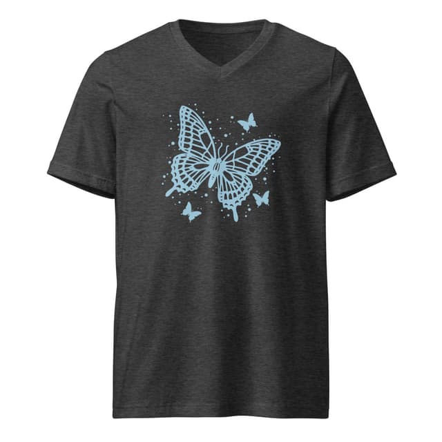 Stencil Blue Butterfly TShirt V Style Women
