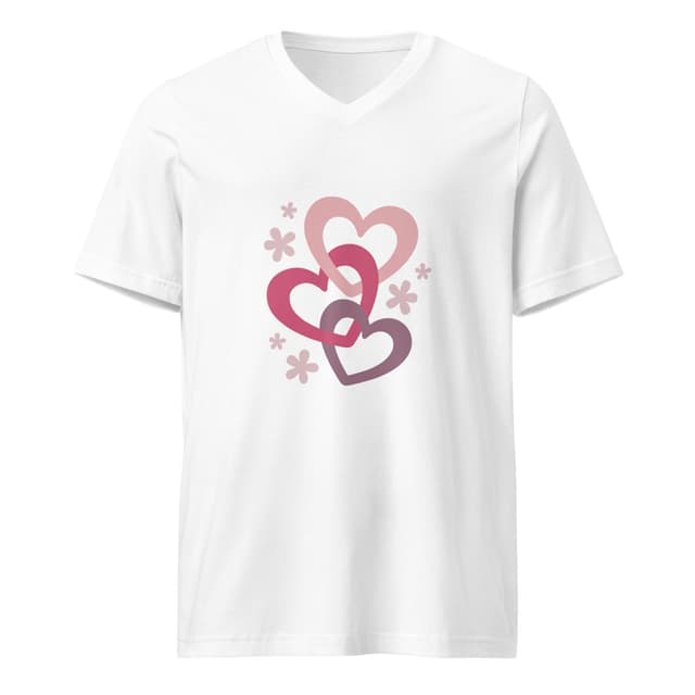 Triple Hearts V-Neck T-Shirt for Women